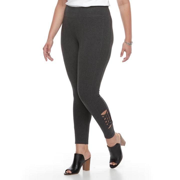 French Laundry Plus Size Cut Out Leggings, Women's, Size: 2xl, Dark Grey
