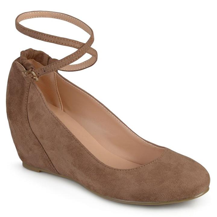 Journee Collection Tibby Women's Ankle Strap Wedges, Girl's, Size: Medium (9), Beig/green (beig/khaki)