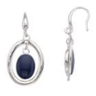 Blue Bead Oval Drop Earrings, Women's, Navy