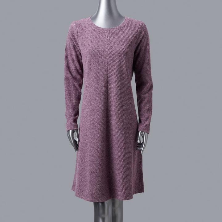 Women's Simply Vera Vera Wang Luxe Fit & Flare Sweater Dress, Size: Xl, Drk Purple