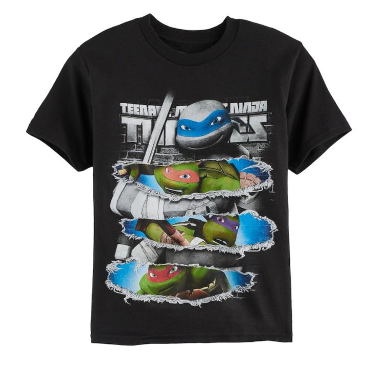 Boys 4-7 Teenage Mutant Ninja Turtles Cut Out Graphic Tee, Size: 5-6, Black