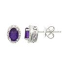 Sterling Silver Amethyst & Diamond Accent Oval Halo Stud Earrings, Women's, Purple