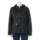 Juniors' Plus Size Sebby Marled Fleece Toggle Jacket, Girl's, Size: 1xl, Black