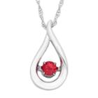 Sterling Silver Ruby Teardrop Pendant Necklace, Women's, Size: 18, Red