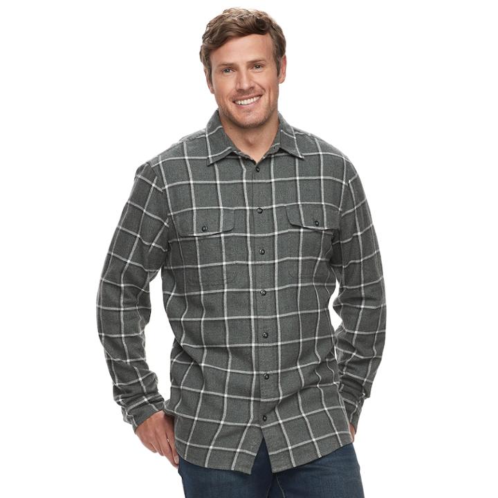Big & Tall Sonoma Goods For Life&trade; Modern-fit Supersoft Flannel Button-down Shirt, Men's, Size: 4xb, Med Grey