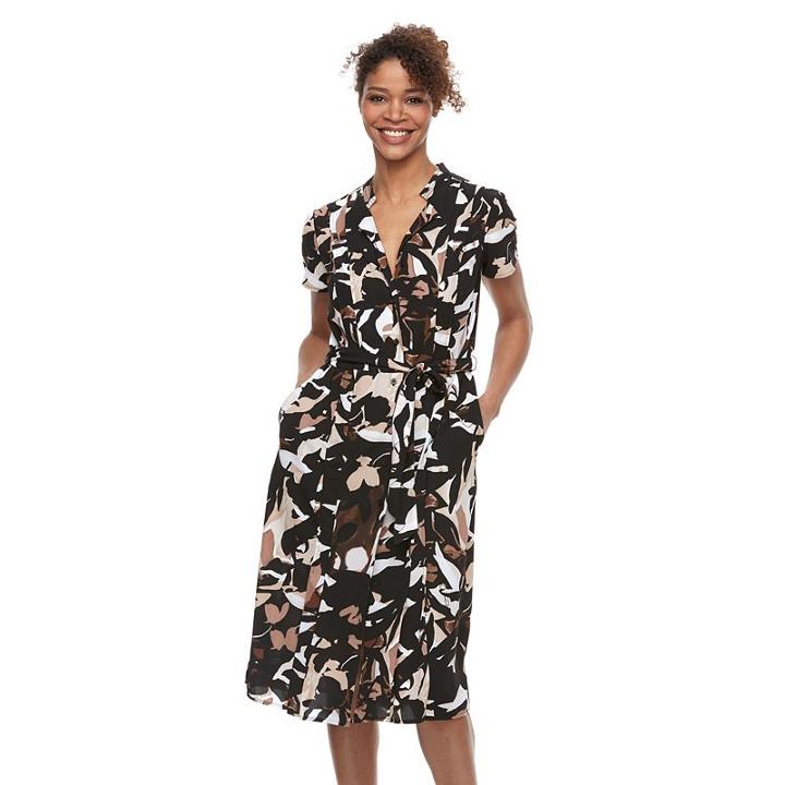 Women's Dana Buchman Pintuck Shirtdress, Size: Small, Dark Beige