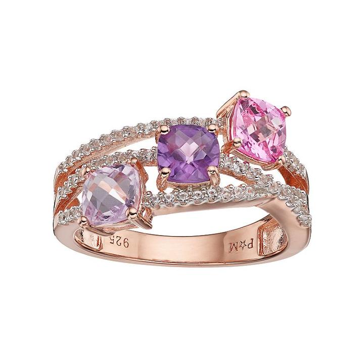 Sterling Silver Rose De France Amethyst & Lab-created Pink Sapphire Ring, Women's, Size: 6, Multicolor