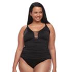 Plus Size Apt. 9&reg; Tummy Slimmer Strappy One-piece Swimsuit, Women's, Size: 1xl, Black