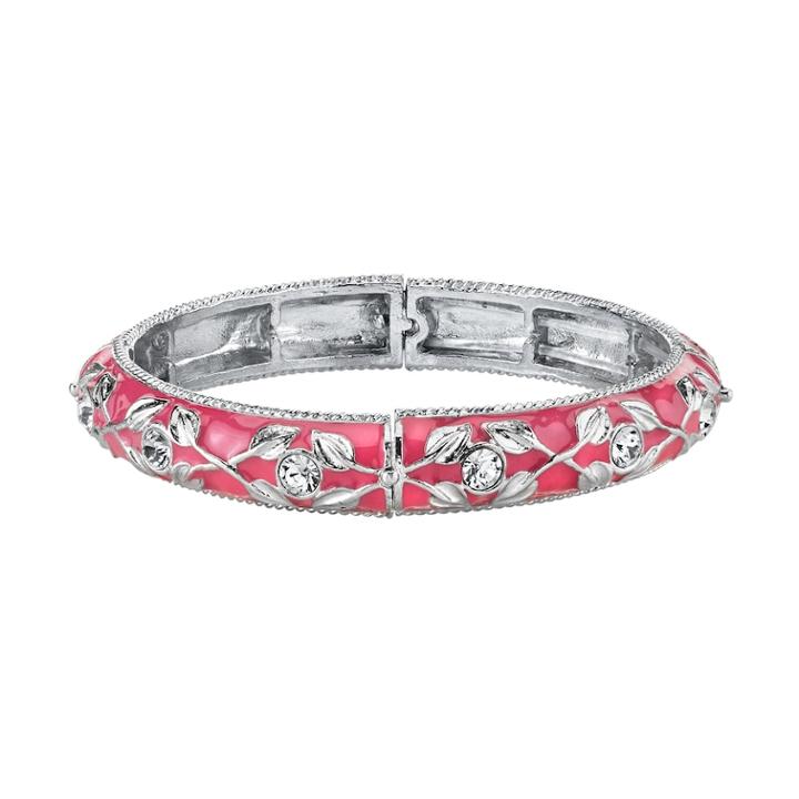 1928 Pink Leaf Stretch Bracelet, Women's, Size: 7, Multicolor