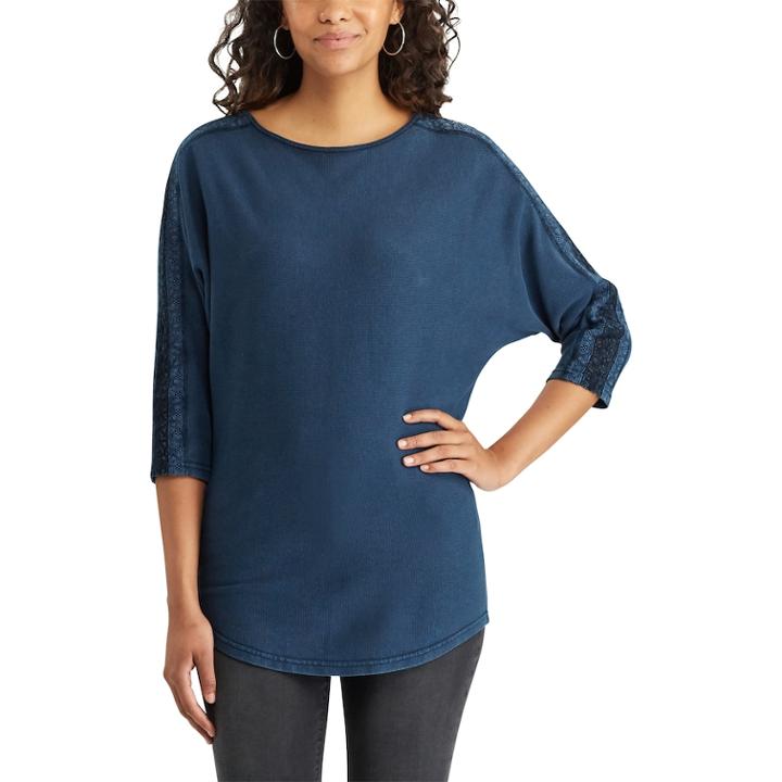 Women's Chaps Lace-trim Boatneck Tee, Size: Xl, Blue