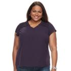 Plus Size Croft & Barrow&reg; Printed Woven Top, Women's, Size: 2xl, Drk Purple