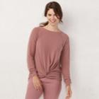 Women's Lc Lauren Conrad Knot-front Sweatshirt, Size: Xl, Dark Pink