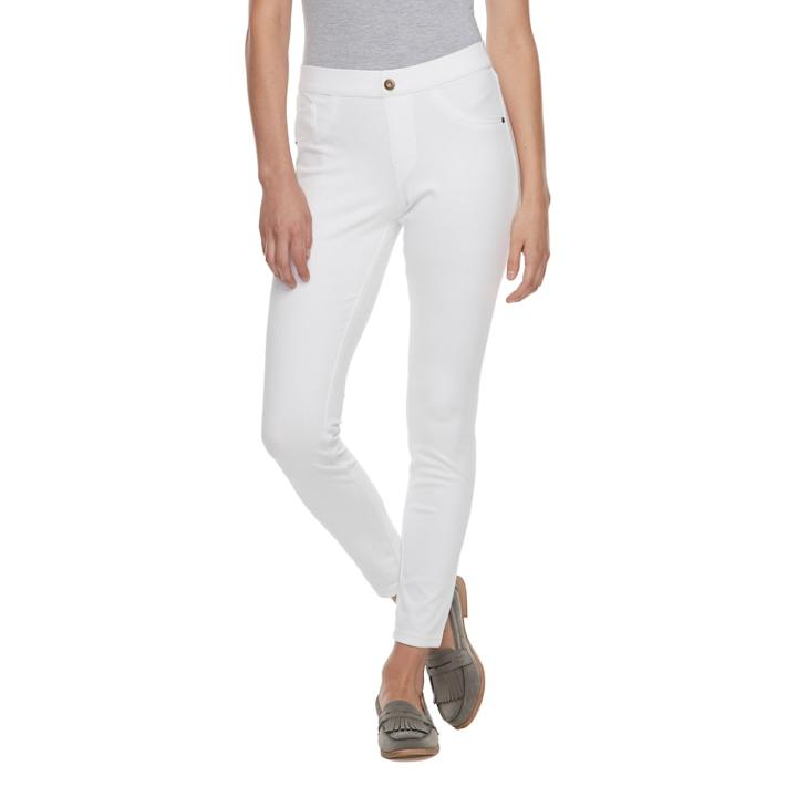 Utopia By Hue Denim Leggings, Women's, Size: Large, White