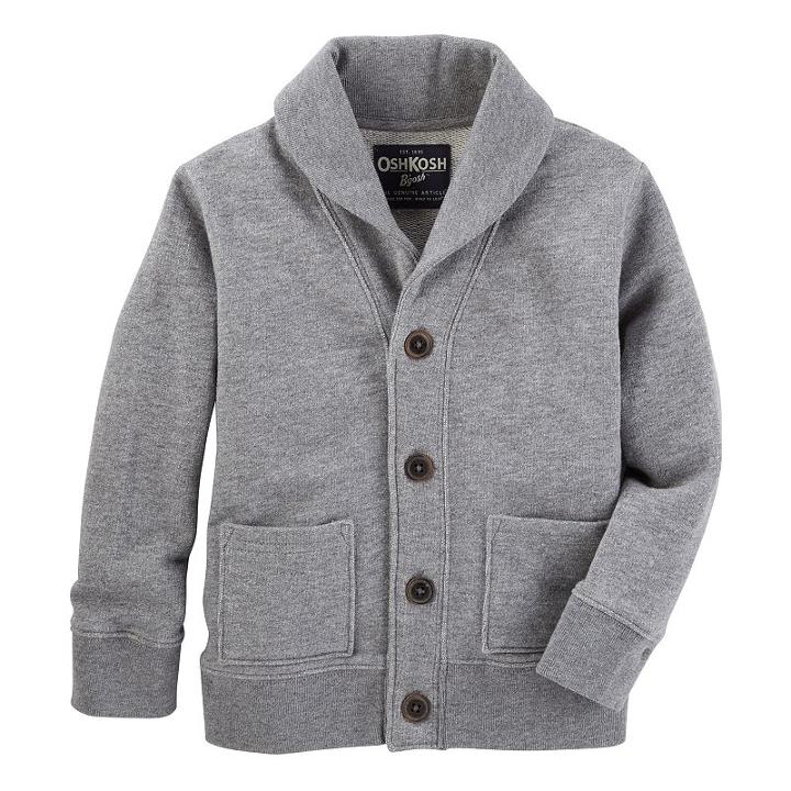 Boys 4-12 Oshkosh B'gosh Shawl Collar Cardigan, Size: 6, Light Grey