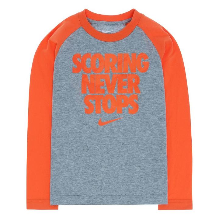 Nike, Boys 4-7 Scoring Never Stops Raglan Tee, Boy's, Size: 4, Grey