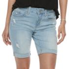 Juniors' So&reg; Cuffed Midi Bermuda Jean Shorts, Teens, Size: 0, Light Blue
