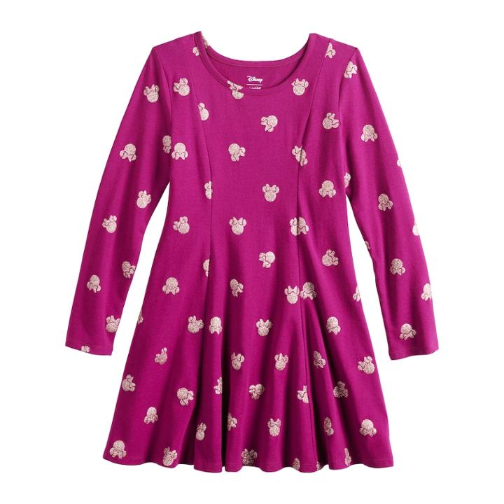 Disney's Minnie Mouse Girls 4-10 Glitter Print Dress By Jumping Beans&reg;, Size: 6x, Dark Pink