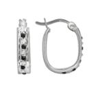 Diamond Mystique Platinum Over Silver Black And White Diamond Accent U-hoop Earrings, Women's