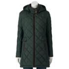 Women's Weathercast Hooded Quilted City Jacket, Size: Small, Green