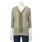Women's French Laundry Hooded Marled Crochet Top, Size: Xl, Green Oth