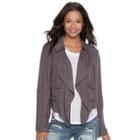 Juniors' About A Girl Draped Utility Jacket, Size: Large, Grey (charcoal)