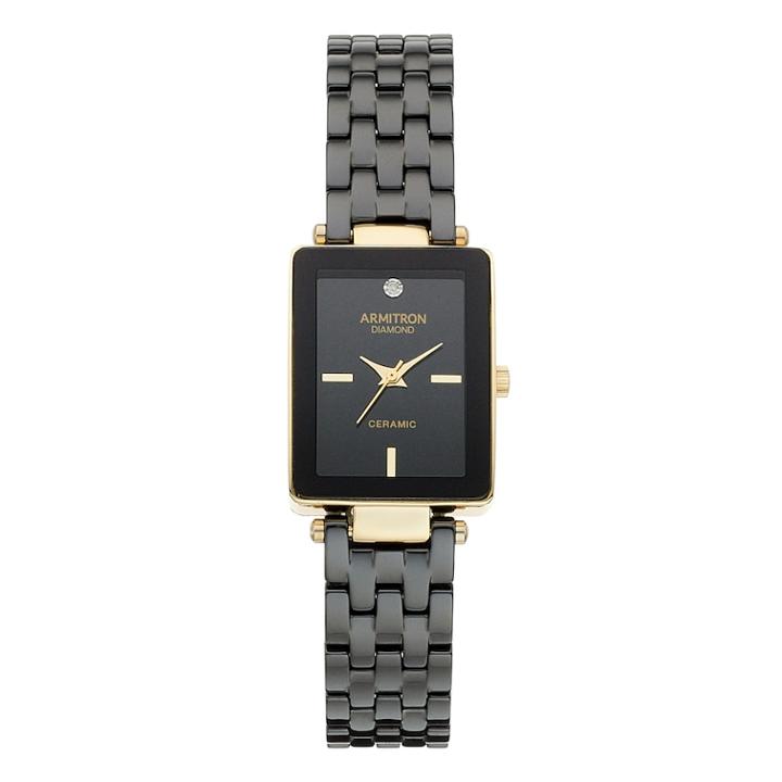 Armitron Women's Diamond Accent Ceramic Watch - 75/5613bkgp, Size: Small, Black