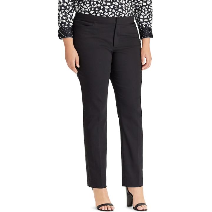 Plus Size Chaps Solid Slim Fit Pants, Women's, Size: 24 W, Black