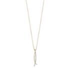14k Gold Over Silver 1/5 Carat T.w. Diamond Curved Bar Pendant, Women's, Size: 18, White