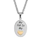Steel City Stainless Steel Two Tone My Cat Is My Heart Pendant Necklace, Women's, Grey