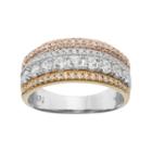 Simply Vera Vera Wang Tri Tone 14k Gold 1 Carat T.w. Diamond Multi Row Anniversary Ring, Women's, Size: 6, White