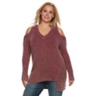 Plus Size Rock & Republic&reg; Cold Shoulder Sweater, Women's, Size: 2xl, Red