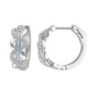 Lab-created White Sapphire & Swiss Blue Topaz Sterling Silver Infinity Hoop Earrings, Women's