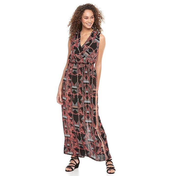 Women's Apt. 9&reg; Faux-wrap Maxi Dress, Size: Medium, Orange Oth