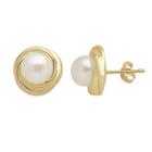 Pearlustre By Imperial Freshwater Cultured Pearl 14k Gold Over Silver Love Knot Stud Earrings, Women's, White