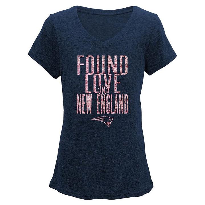 Juniors' New England Patriots Found Love Tee, Women's, Size: Small, Blue (navy)