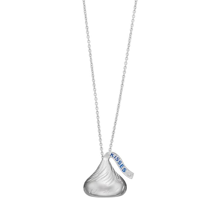 Sterling Silver Diamond Accent Hershey's Kiss Pendant Necklace, Women's, White