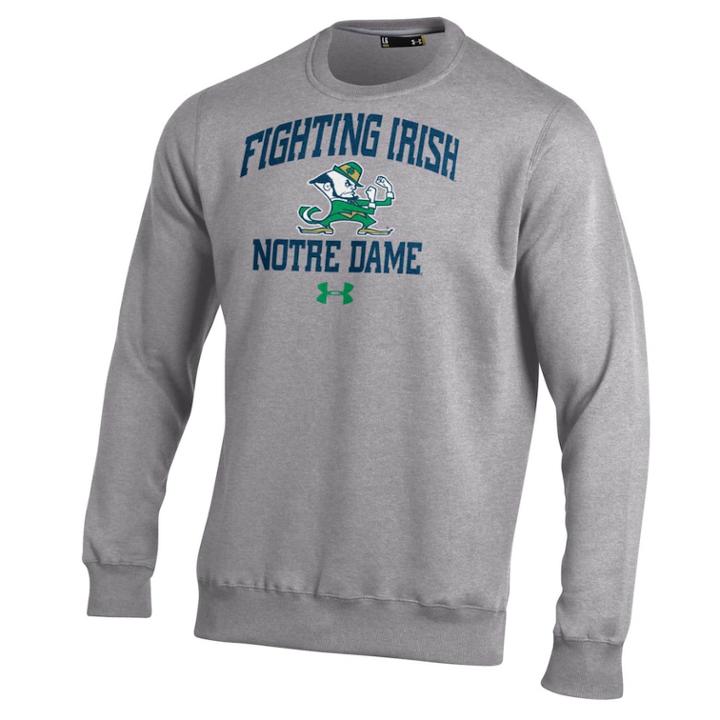 Men's Under Armour Notre Dame Fighting Irish Rival Fleece Sweatshirt, Size: Small, Gray