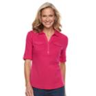 Women's Croft & Barrow&reg; Utility Polo, Size: Large, Dark Pink