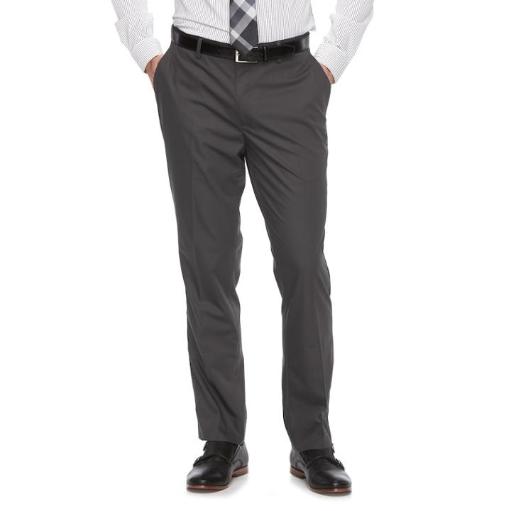 Big & Tall Apt. 9&reg; Silk Touch Extra-slim Fit Stretch Flat-front Dress Pants, Men's, Size: 38x38, Med Grey