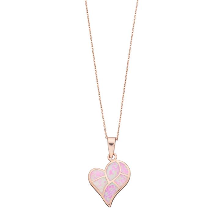 14k Rose Gold Over Silver Lab-created Pink Opal Heart Pendant, Women's, Size: 18