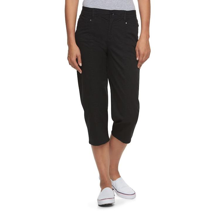 Women's Croft & Barrow&reg; Twill Utility Capris, Size: 6, Black