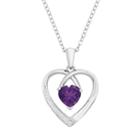 Sterling Silver Amethyst & Diamond Accent Heart Pendant Necklace, Women's, Size: 18, Purple