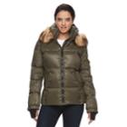 Women's S13 Kylie Faux-fur Trim Down-fill Puffer Jacket, Size: Medium, Dark Green