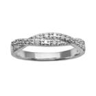 Sterling Silver 1/10-ct. T.w. Round-cut Diamond Crisscross Ring, Women's, Size: 8, White