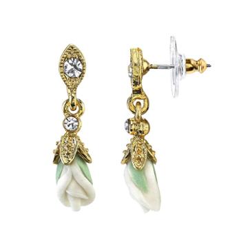 Downton Abbey Flower Drop Earrings, Women's, White