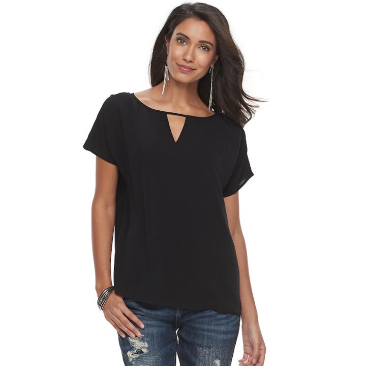 Women's Rock & Republic&reg; Keyhole Tee, Size: Xl, Black