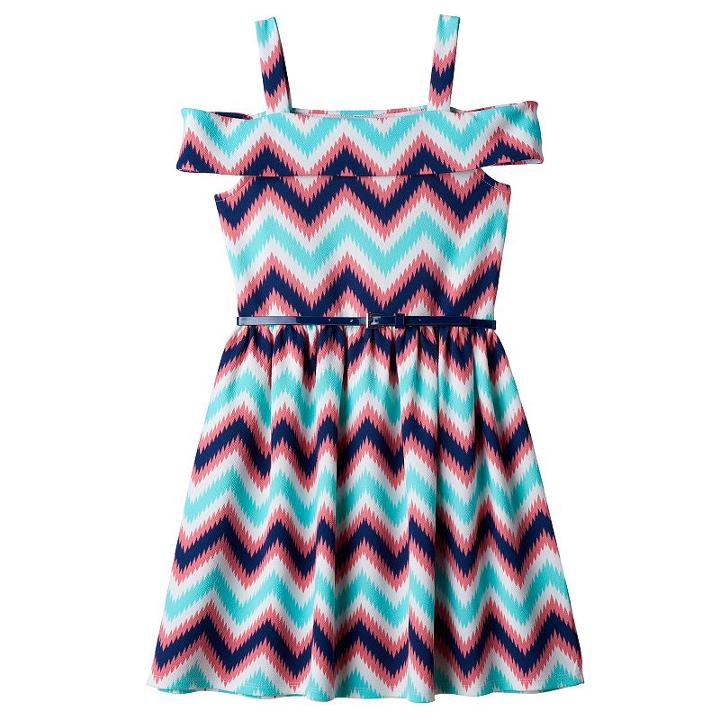 Girls 7-16 Knitworks Belted Cold Shoulder Dress, Girl's, Size: 12, Green Oth