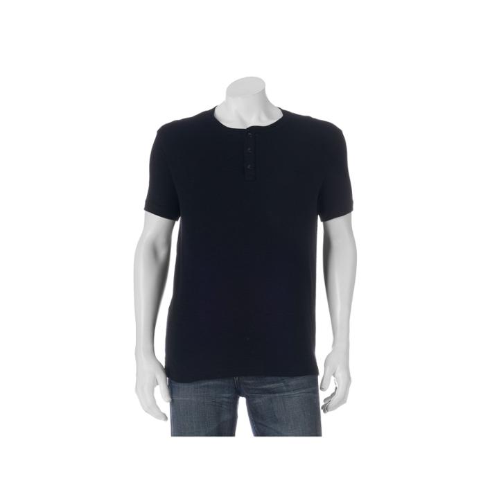 Men's Apt. 9&reg; Modern-fit Slubbed Henley, Size: Large, Black