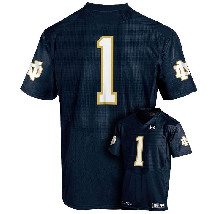 Men's Under Armour Notre Dame Fighting Irish Replica Football Jersey, Size: Xxl, Blue (navy)