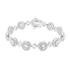 Sterling Silver Lab-created White Sapphire Halo Link Bracelet, Women's, Size: 7.5